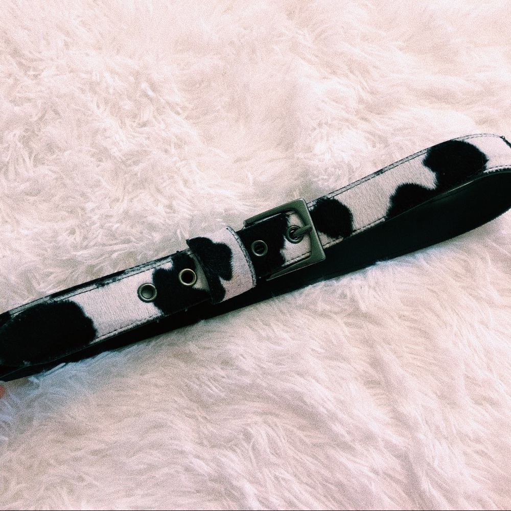 Vintage Cow Print Faux Leather Belt